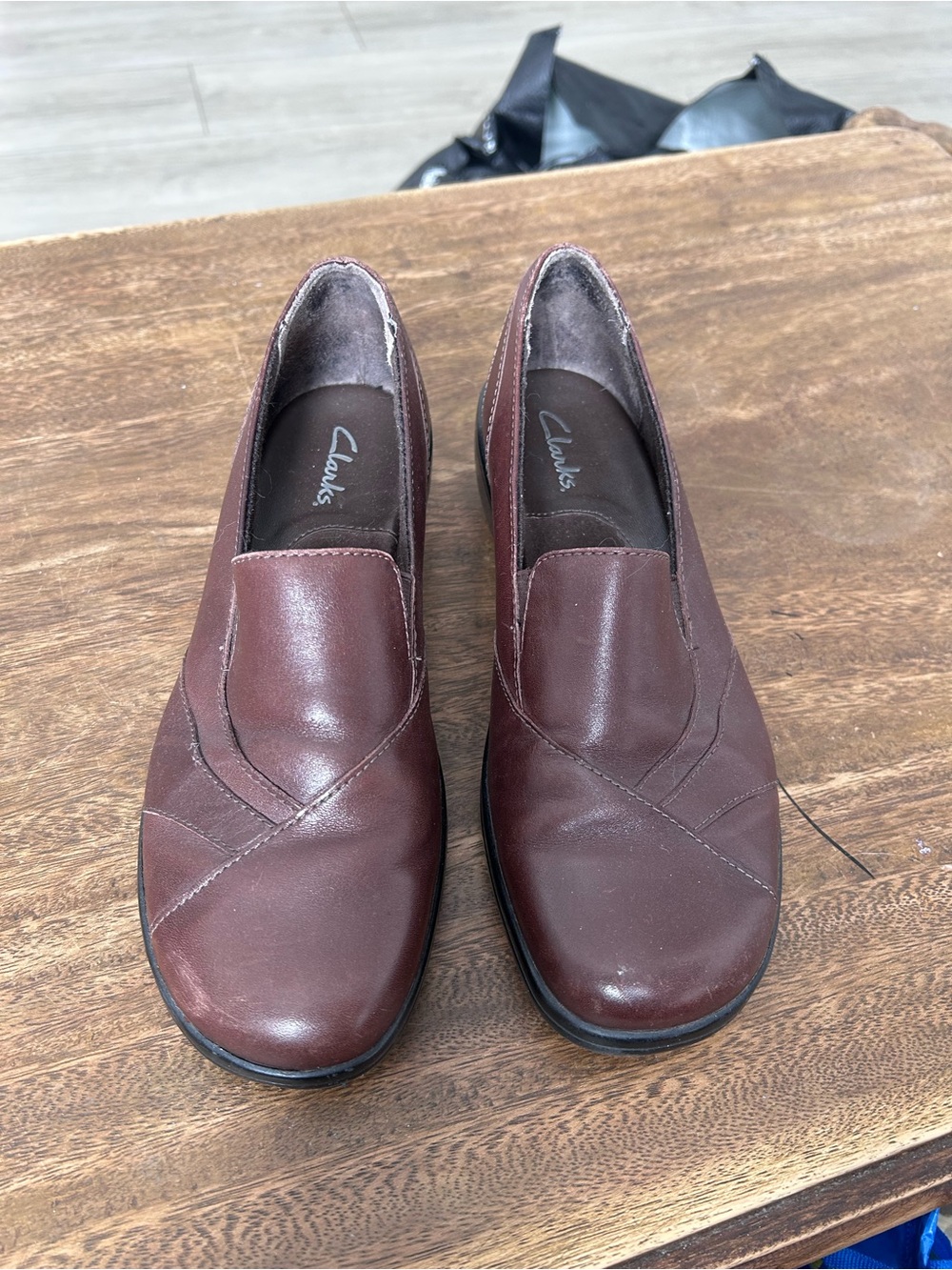 Clarks Blackberry Moc Brown Leather Loafers Slip On Comfort Shoes Everyday
